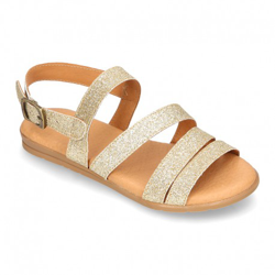 Sandalia Tiras Niña Mayor En Piel Con Glitter Fino. 36 Oro precio