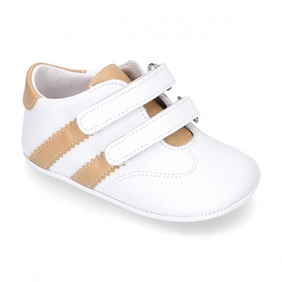 Deportivo O Tenis Para Bebé Con Velcro En Piel. 19 Camel-