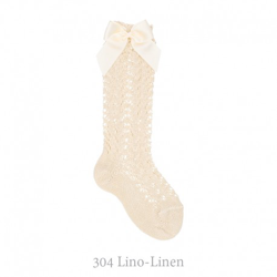 Calcetín Alto Perlé Calado Con Lazos Condor. 304-lino 2 precio
