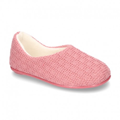 Zapatilla De Casa Cerrada En Lana Estructurada. 40 Rosa.