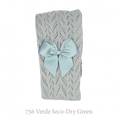 Leotardo Perlé Calados Con Lazo Condor. 756-verde Seco 0