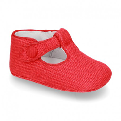 Pepito Bebé Con Velcro Y Botón En Lino. 18 Rojo en oferta