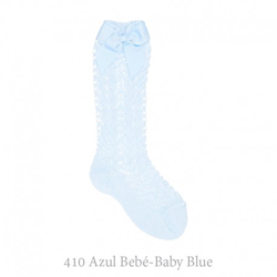 Calcetín Alto Perlé Calado Con Lazos Condor. 410-azul Bebé 4 características