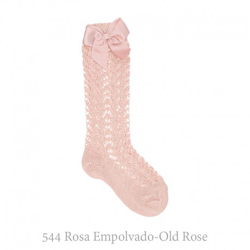 Calcetín Alto Perlé Calado Con Lazos Condor. 544-rosa Empolvado 0 características