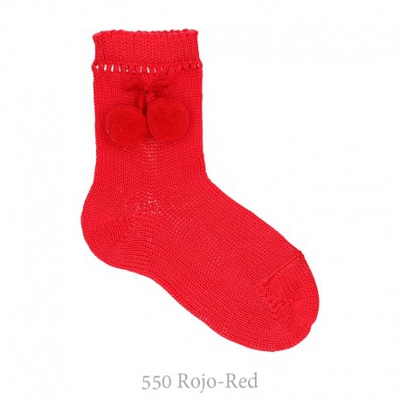 Calcetín Corto Perlé Con Borlas Condor. 550-rojo 000