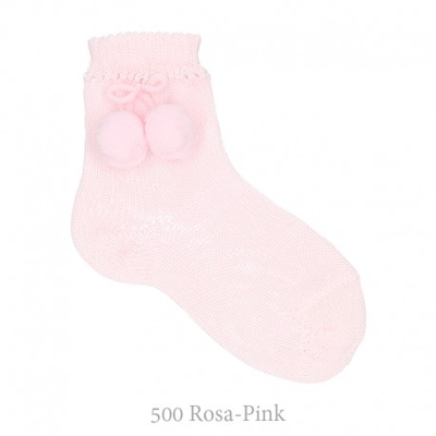 Calcetín Corto Perlé Con Borlas Condor. 500-rosa 0