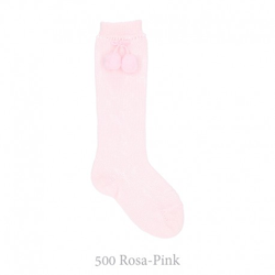 Calcetín Alto Perlé Con Borlas Condor. 500-rosa 4 características