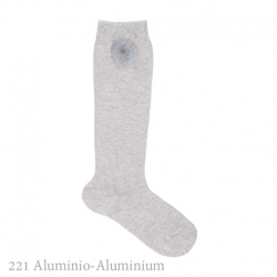Calcetín Niña Alto Liso Con Pompon Pelo Condor. 221-aluminio 6 en oferta