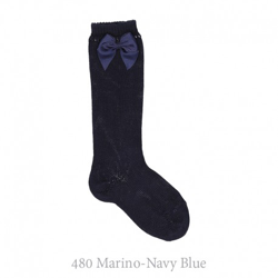 Calcetín Alto Perlé Con Lazos Condor. 480-marino 1 precio