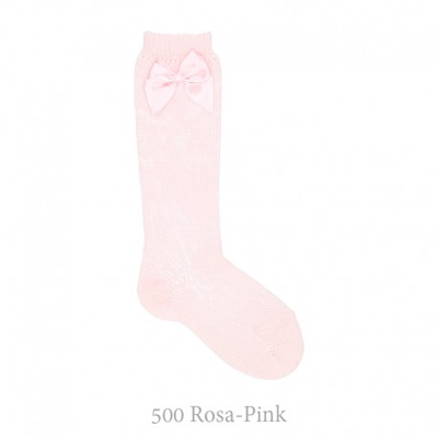 Calcetín Alto Perlé Con Lazos Condor. 500-rosa 2