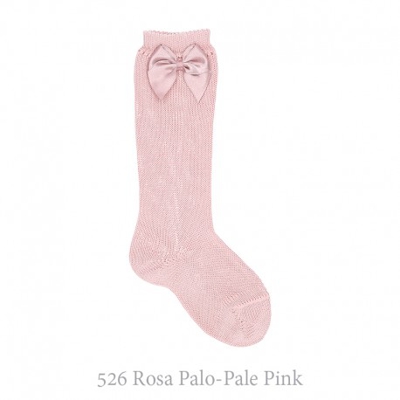 Calcetín Alto Perlé Con Lazos Condor. 526-rosa Palo 6