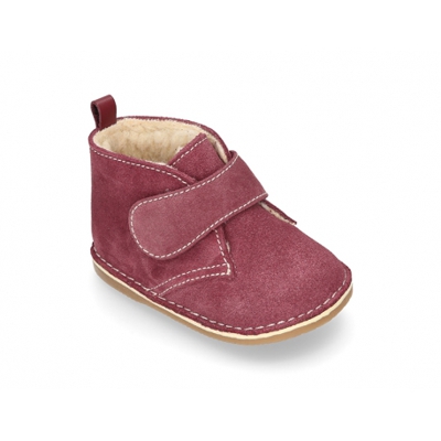 Botita Safari Bebé Con Velcro Y Borrego En Piel Serraje. 16 Berenjena