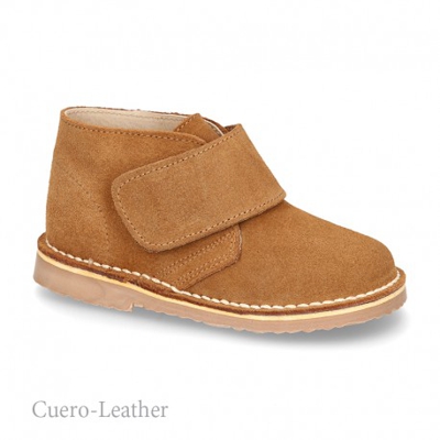Bota Safari O Pisacacas Con Velcro En Piel Serraje. 34 Cuero