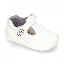 Nuevo Pepito Niño Gateo Con Velcro, Puntera Y Talonera En Lona. 23 Blanco en oferta
