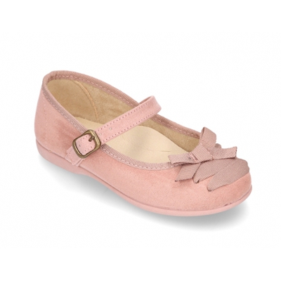 Merceditas En Serratex Con Hebilla Y Lazo Con Cintas Cruzadas. 35 Rosa.