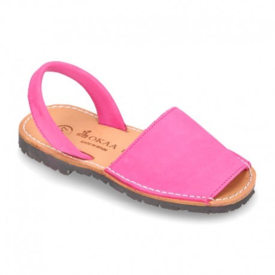 Menorquina Tira En Piel Nobuck. 33 Fucsia