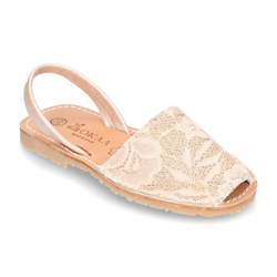 Menorquina Tira Piel Suave Nacarada Con Encaje. 40 Rosa. en oferta