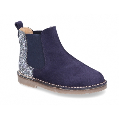 Botín Niña Con Elástico Y Talonera En Glitter Melange. 35 Azul