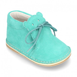 Botita Safari Bebé Osito Con Suela Super Flexible En Piel Serraje En Colores Pasteles. 17 Verde Agua características