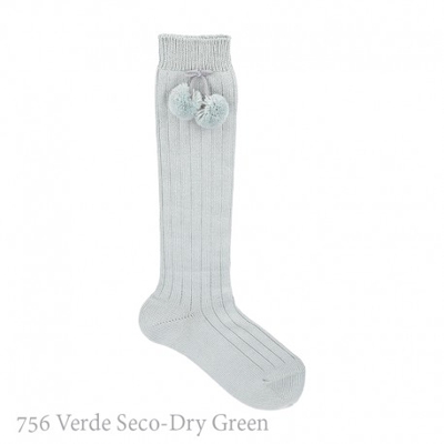 Calcetín Alto Canalé Borlas Condor. 756-verde Seco 4