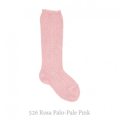 Calcetín Alto Perlé Calado Lateral Condor. 526-rosa Palo 2
