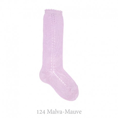 Calcetín Alto Perlé Calado Lateral Condor. 6 124-malva