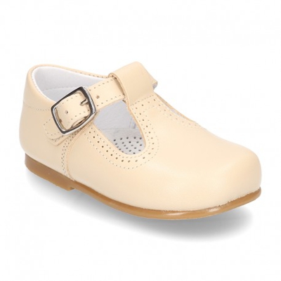 Pepito Clásico Con Hebilla En Piel Napa Lisa. 26 Beige