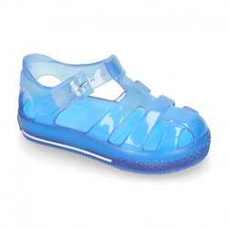 Nueva Cangrejera Tipo Tenis Transparente Para Playa Y Piscina. 29 Azul en oferta