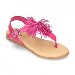 Nueva Sandalia Niña Mayor Tipo Romana En Piel Con Pompon. 41 Rosa en oferta