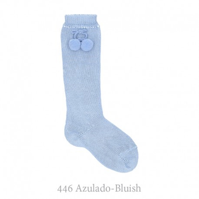 Calcetín Alto Perlé Con Borlas Condor. 446-azulado 000