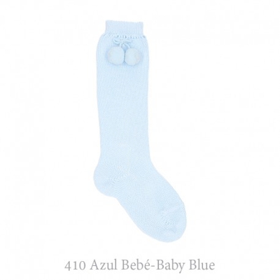 Calcetín Alto Perlé Con Borlas Condor. 410-azul Bebé 3