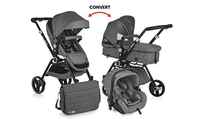 Nurse by Jané Cube Convert + Click - Silla de paseo convertible + portabebé, Color Antracita Mix