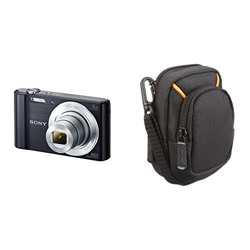 Sony DSC-W810 - Cámara compacta de 20.1 Mp (pantalla de 2.7", zoom óptico 6x, estabilizador digital), negro + AmazonBasics - Funda para cámaras compac en oferta