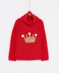 Sfera - Jersey De Niña Rojo Con Corona Y Lentejuelas en oferta