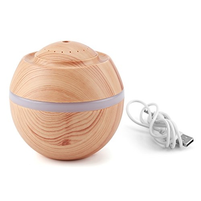 Mini humidificador, 500ML 7 Colores LED Humidificador ultrasónico USB portátil Cool Air Difusor de Aceite Purificador Oficina en casa(Color de Madera 