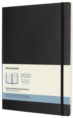 Moleskine 12 Months Monthly Note Calendar 2020 Soft Cover X-Large Black