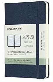 Moleskine 18 Months Weekly Note Calendar 2019/2020 Hard Cover Pocket Horizontal Saphire