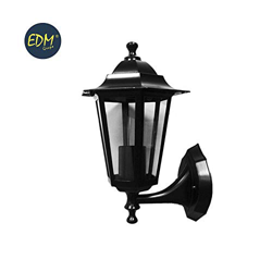 Farol aluminio pared negro 40,5x26,5cm  EDM mod: marsella 100w IP44 características