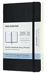 Moleskine 12 Months Monthly Note Calendar 2019/2020 Soft Cover Pocket Black en oferta