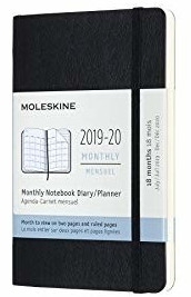 Moleskine 12 Months Monthly Note Calendar 2019/2020 Soft Cover Pocket Black