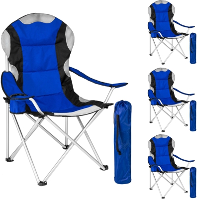 TecTake 4 Padded Camping Chairs (blue)