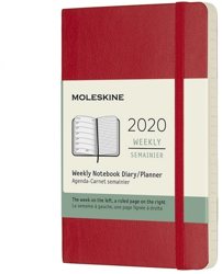 Moleskine 12 Months Weekly Note Calendar 2020 Soft Cover Pocket Red características
