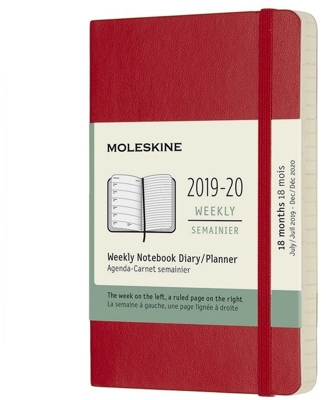 Moleskine 18 months Weekly Note Calendar 2019/2020 Soft Cover Pocket Red
