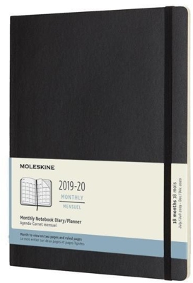 Moleskine 12 Months Monthly Note Calendar 2019/2020 Soft Cover X-Large Black