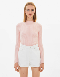 Bershka Jersey con cuello perkins Mujer L Rosa precio