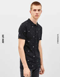 Bershka Polo de manga corta Hombre XL Negro precio