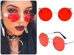 Gafas de sol redondas rojas para mujer/marco de oro rosa/retro hippy vintage 2019 Ibiza Festival Big Circle Lens características