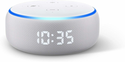 Amazon Echo Dot (3.ª generación) con reloj tela de color gris claro en oferta