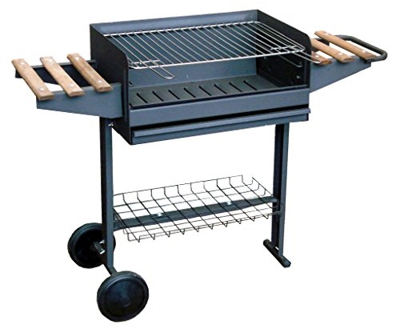 IMEX EL ZORRO Barbacoa con Parrilla Cincada, Ruedas y Bandejas, Negro, 120x42x86 cm, 71760