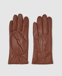 Isotoner - Guantes Táctiles De Piel En Marrón Con Forro en oferta